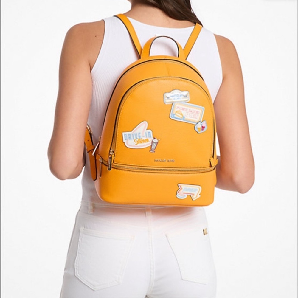 Michael Kors Mustard Backpack with Patches - Picture 3 of 14